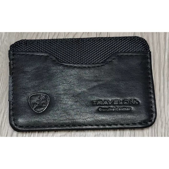 Travelon Other - Travelon RFID Blocking Safe ID Leather Trim Front Pocket Flat Card Case Sleeve
